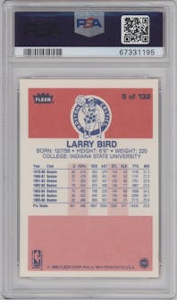 Larry Bird from the 1986-87 Fleer set graded by PSA and given an overall grade of 9.