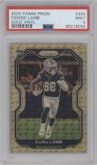CeeDee Lamb from the 2020 Panini Prizm set featuring a Gold Vinyl parallel graded by PSA and given an overall grade of 9.