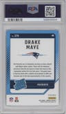 Drake Maye from the 2024 Donruss set featuring a Red Wave parallel graded by PSA and given an overall grade of 9.