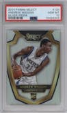 Andrew Wiggins from the 2014-15 Panini Select set featuring a Silver Prizm parallel graded by PSA and given an overall grade of 10.