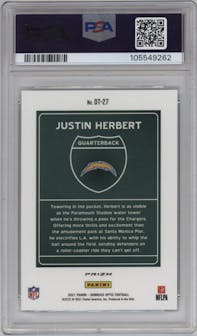 Justin Herbert from the 2021 Panini Donruss Optic set graded by PSA and given an overall grade of 10.