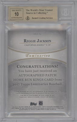 Reggie Jackson from the 2017 Topps Luminaries set graded by Beckett and given an overall grade of 9.5.