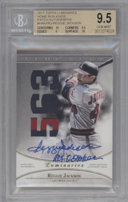 Reggie Jackson from the 2017 Topps Luminaries set graded by Beckett and given an overall grade of 9.5.