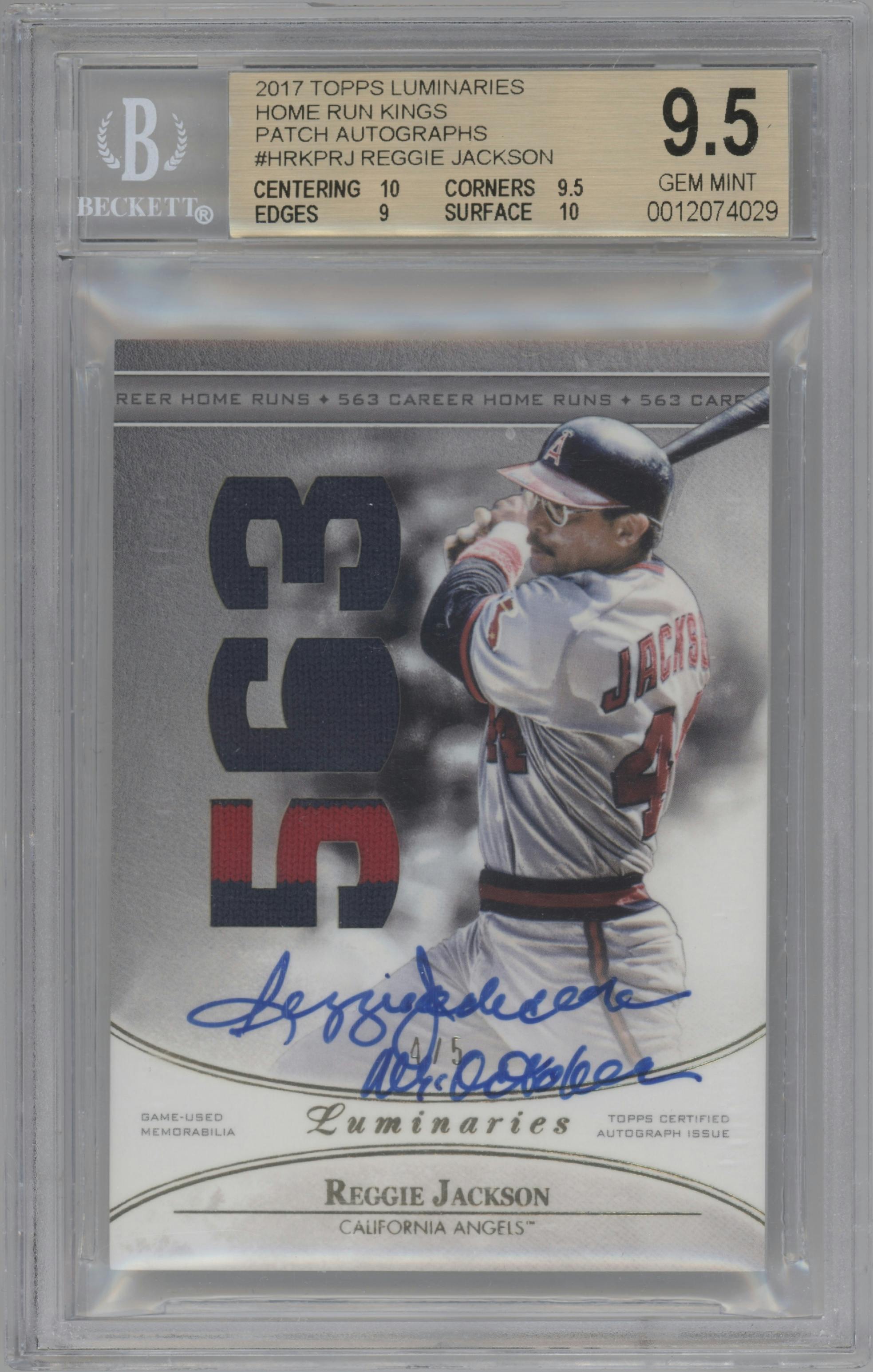 Reggie Jackson from the 2017 Topps Luminaries set graded by Beckett and given an overall grade of 9.5.