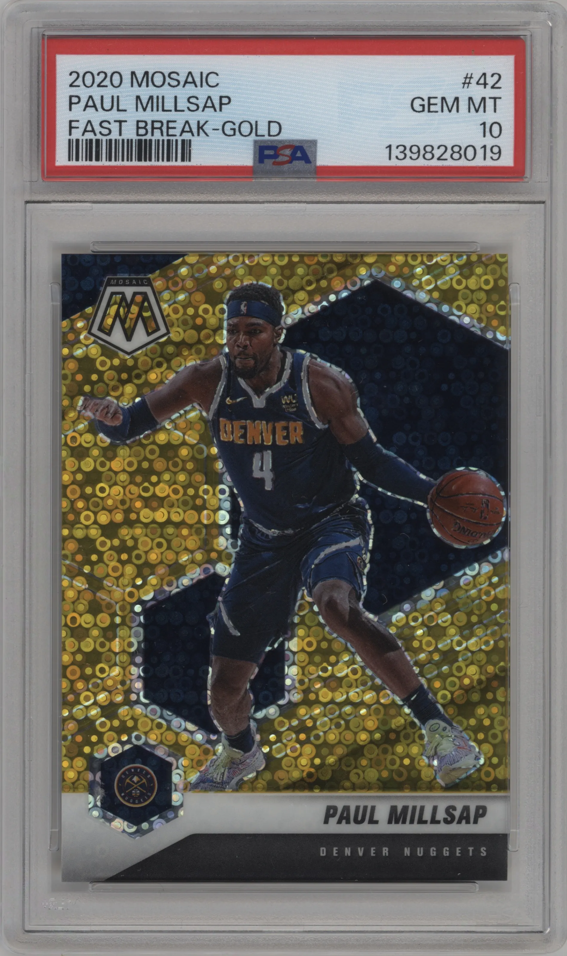 2020 Panini Mosaic Paul Millsap Fast Break Gold #42 PSA 10