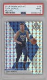 Luka Doncic from the 2019-20 Panini Mosaic  set featuring a Mosaic parallel graded by PSA and given an overall grade of 9.