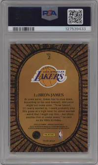 Lebron James from the 2024-25 Panini Mosaic set graded by PSA and given an overall grade of 10.