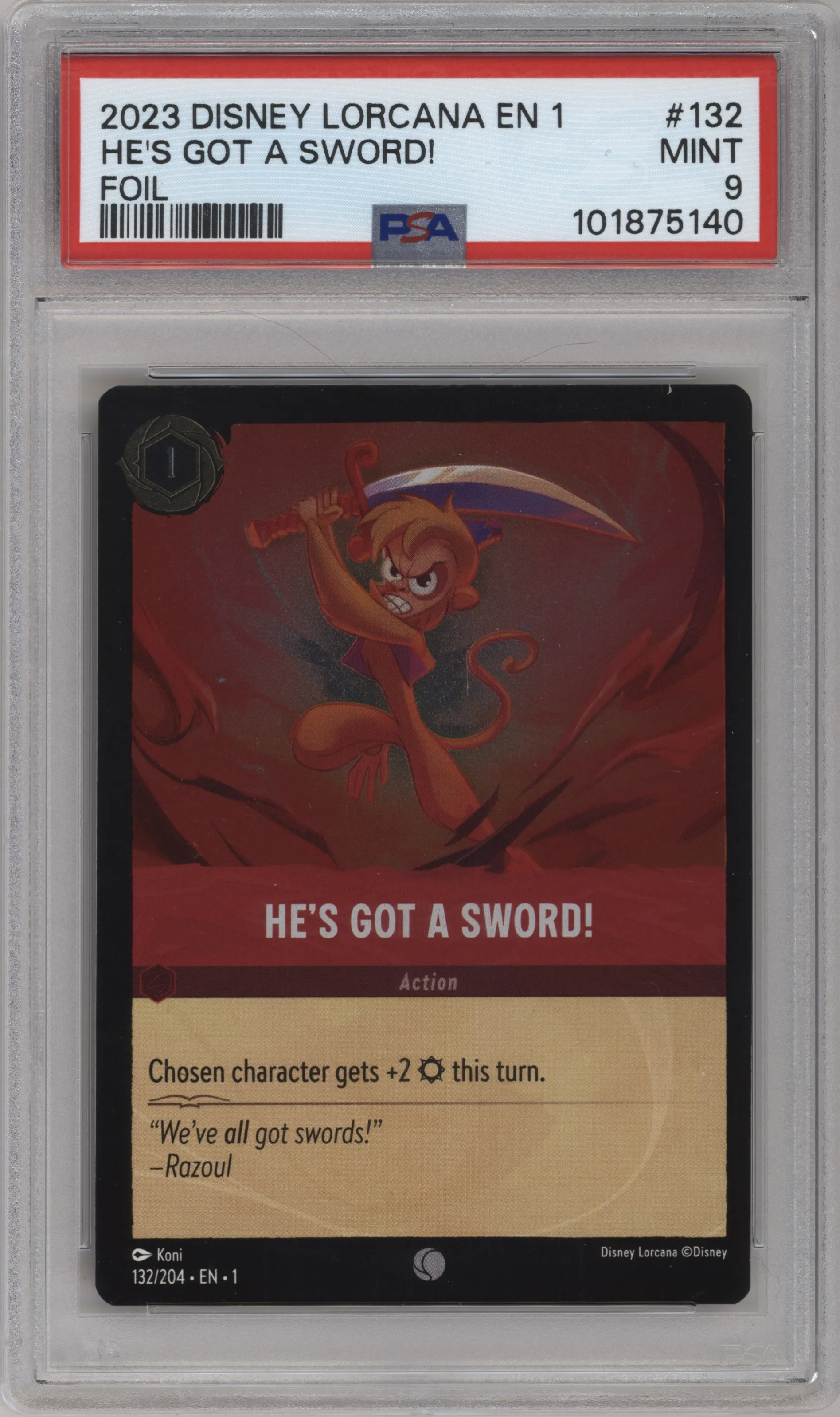 2023 Disney Lorcana The First Chapter He's Got A Sword! Foil #132 PSA 9