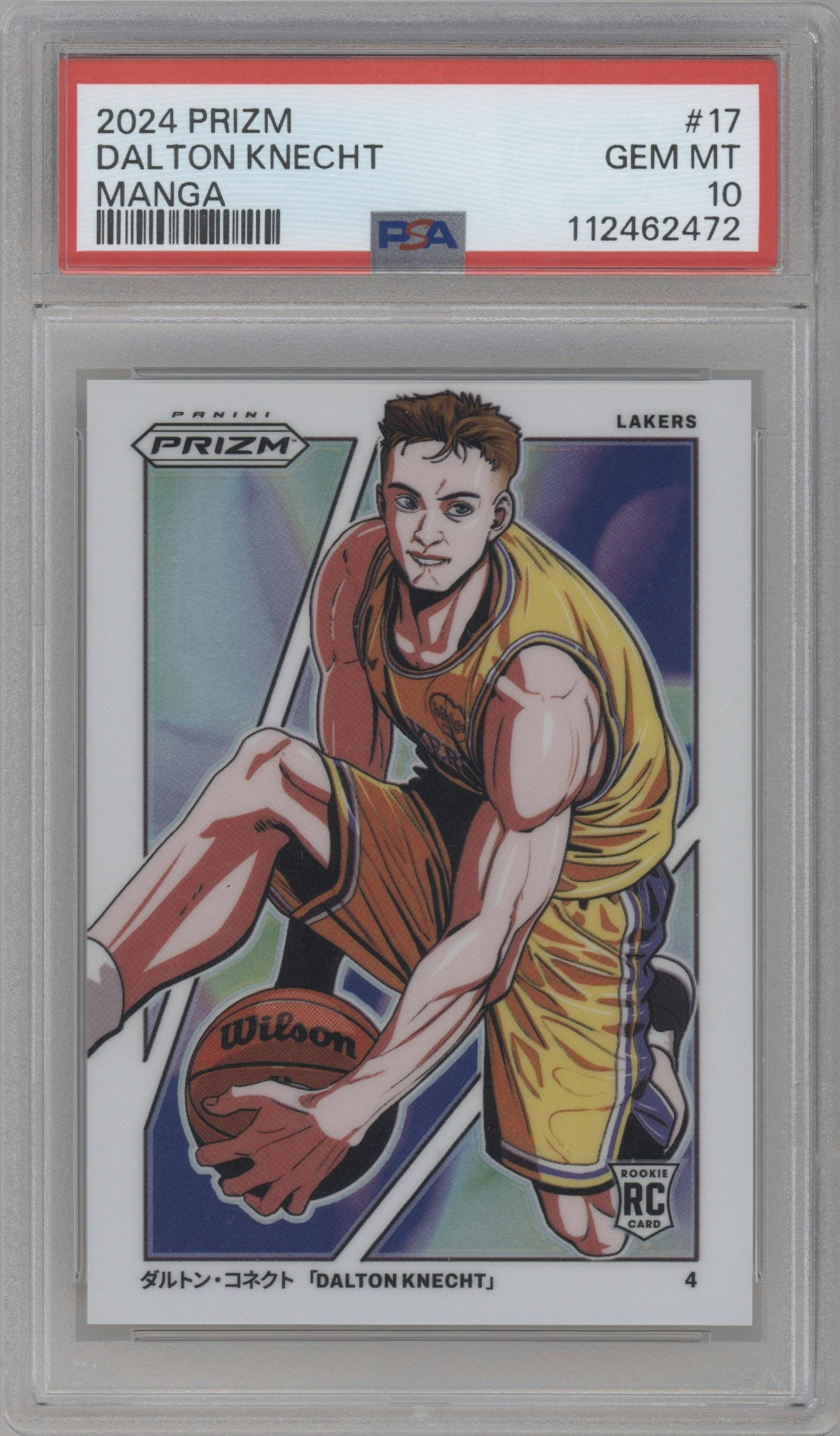 Dalton Knecht from the 2024-25 Panini Prizm set graded by PSA and given an overall grade of 10.