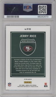 Jerry Rice from the 2021 Panini Donruss Optic set graded by PSA and given an overall grade of 10.