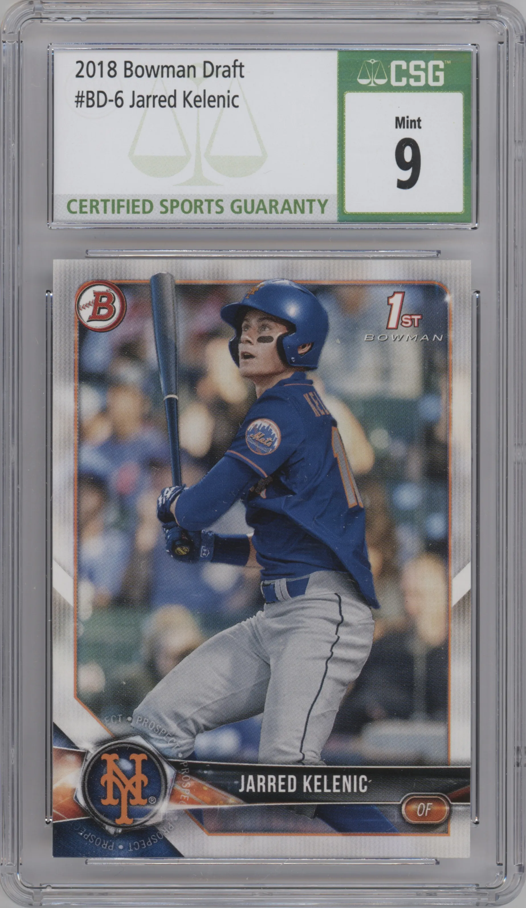 2018 Bowman Draft Jarred Kelenic #BD-6 CGC 9