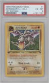 Aerodactyl from the 1999 Pokemon set graded by PSA and given an overall grade of 6.