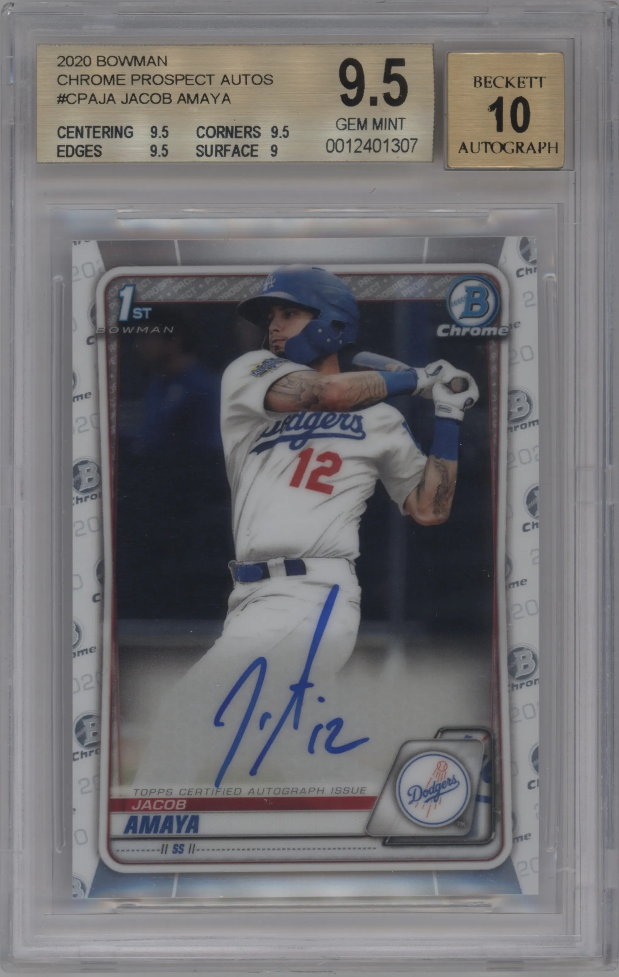 2020 Bowman Chr.Pros.Auto Jacob Amaya BGS 9.5