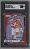 Audric Estime from the 2024 Panini Prizm set featuring a Red Shimmer parallel graded by SGC and given an overall grade of 10.
