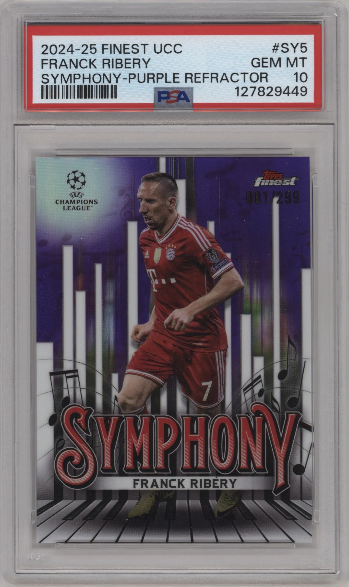 2024 Finest UEFA Club Competitions Finest Symphony Franck Ribery Purple Refractor #SY-5 PSA 10