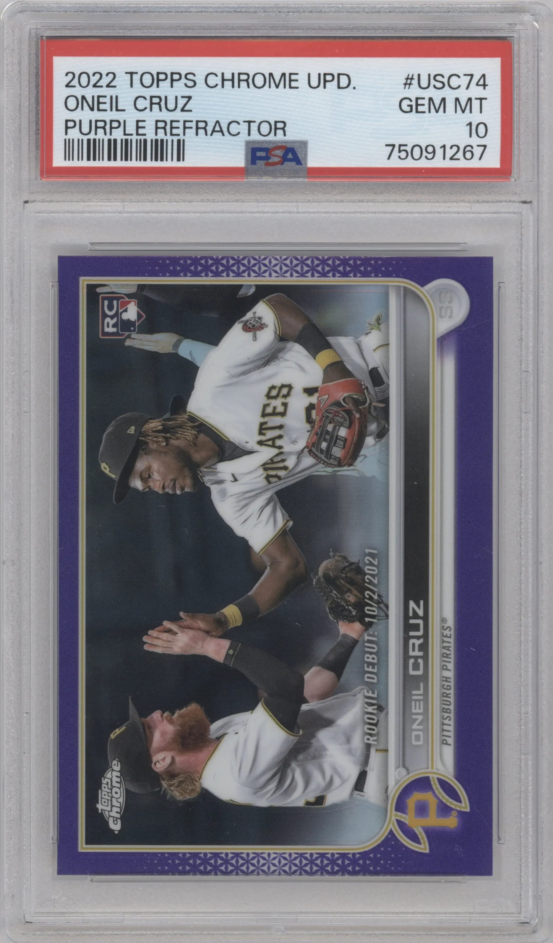 2022 Topps Chrome Update Oneil Cruz Purple Refractor #USC74 PSA 10