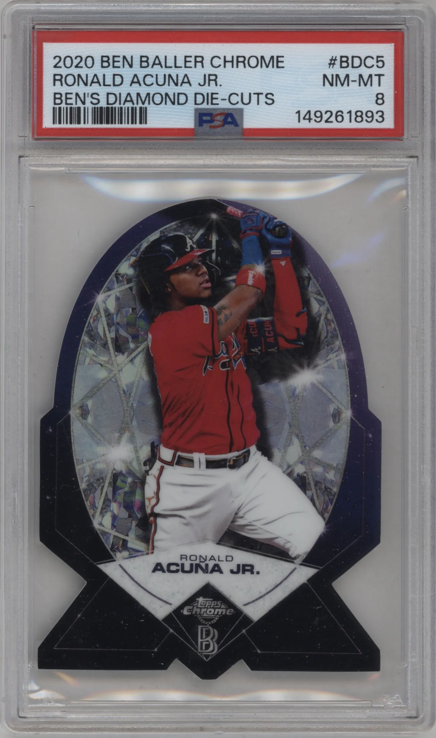 2020 Topps Chrome Ben Baller Edition Diamonds Die-Cut Ronald Acuna Jr. PSA 8