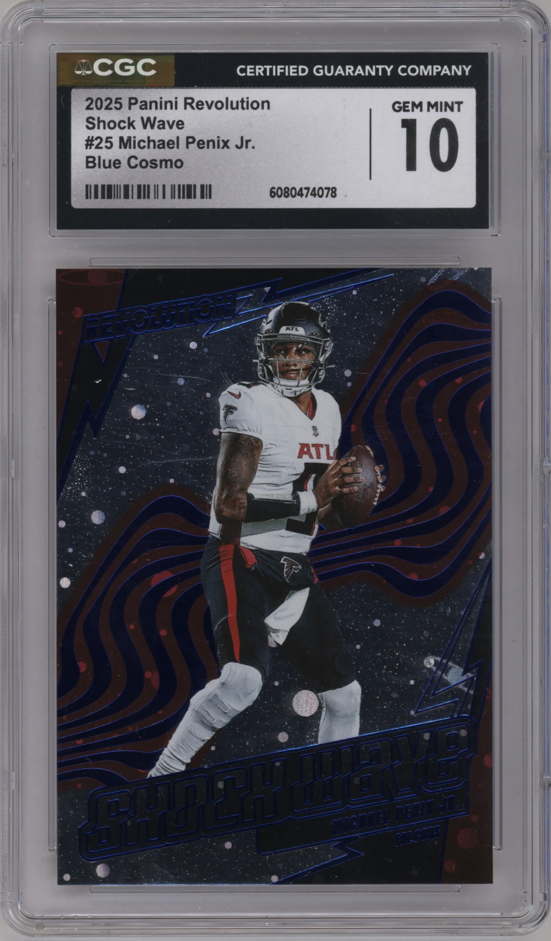 2025 Panini Revolution Shock Wave Michael Penix Jr. Blue Cosmo CGC 10