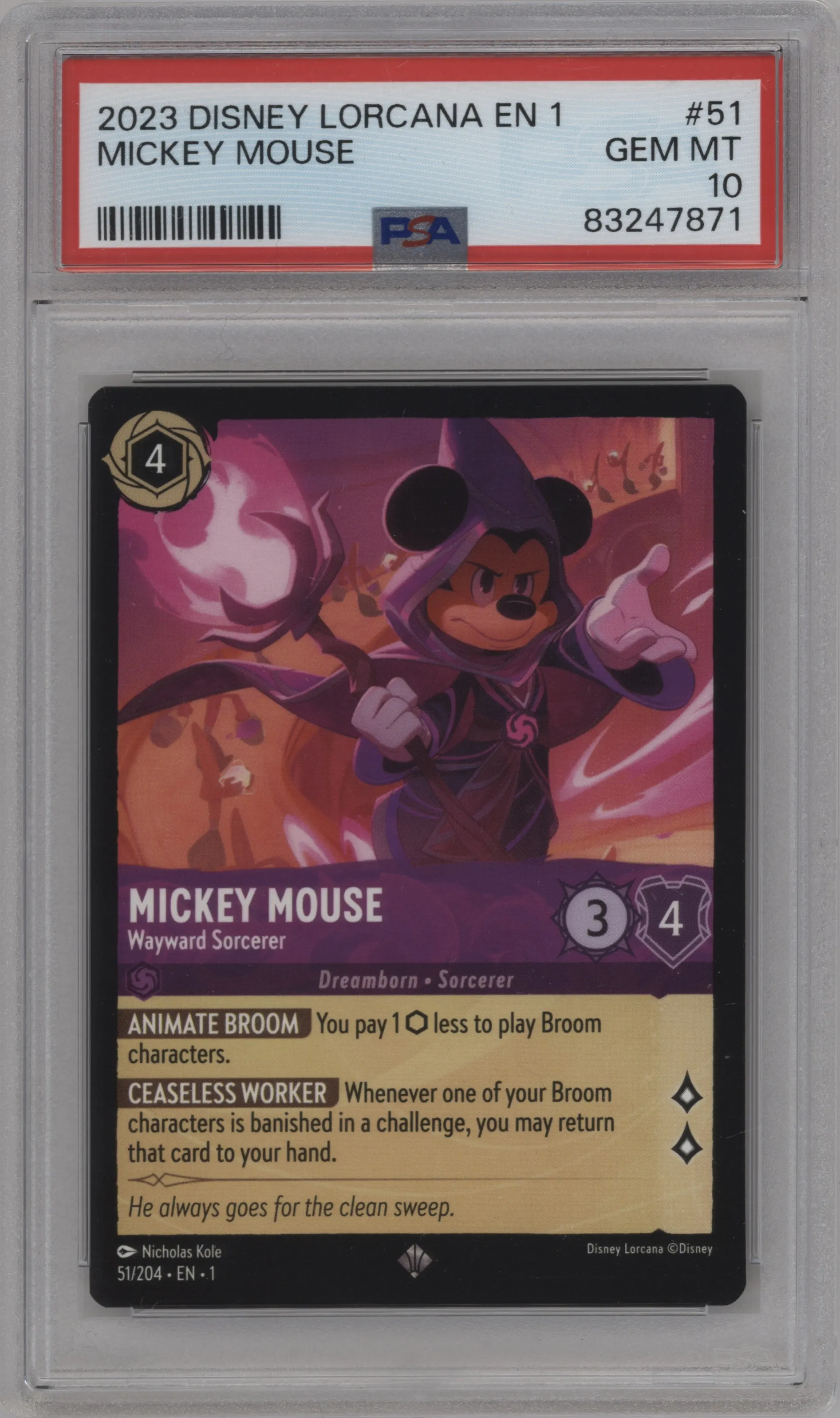 2023 Disney Lorcana The First Chapter Mickey Mouse #51 PSA 10