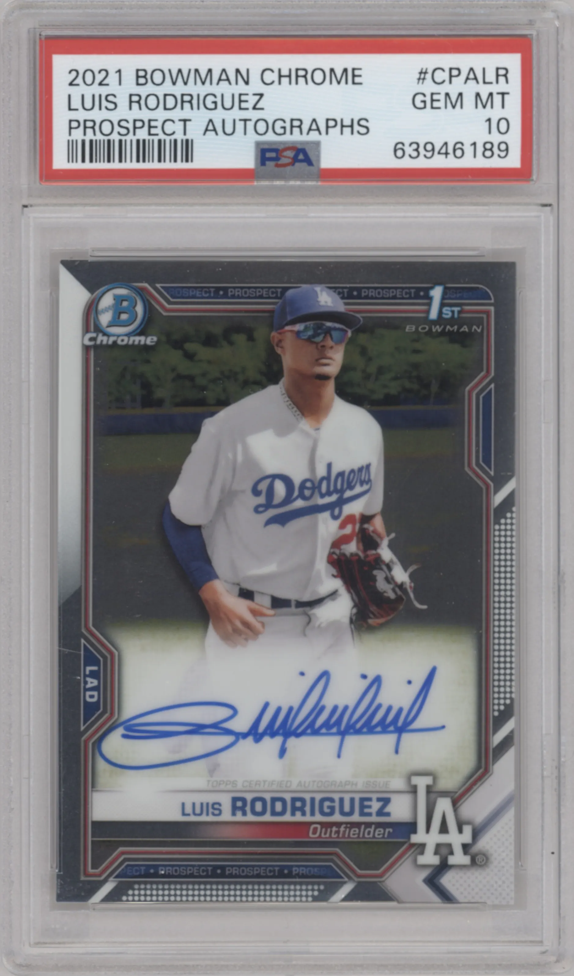 2021 Bowman Chrome Pros.Auto Luis Rodriguez PSA 10