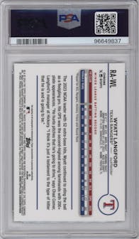 Wyatt Langford from the 2024 Topps Chrome set graded by PSA and given an overall grade of 9.