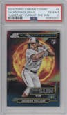 Jackson Holliday from the 2024 Topps Cosmic Chrome set graded by PSA and given an overall grade of 10.