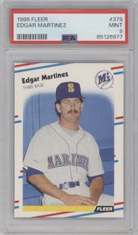 Edgar Martinez from the 1988 Fleer set graded by PSA and given an overall grade of 9.