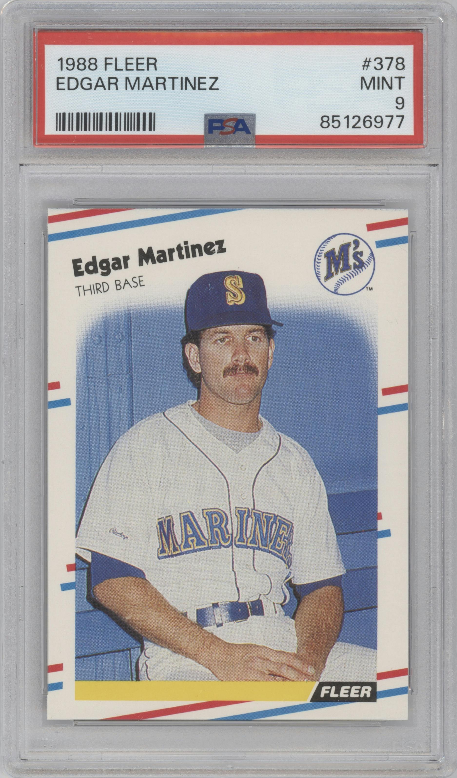 Edgar Martinez from the 1988 Fleer set graded by PSA and given an overall grade of 9.