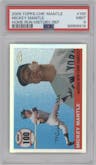 Mickey Mantle from the 2006 Topps Chrome set featuring a Refractor parallel graded by PSA and given an overall grade of 9.