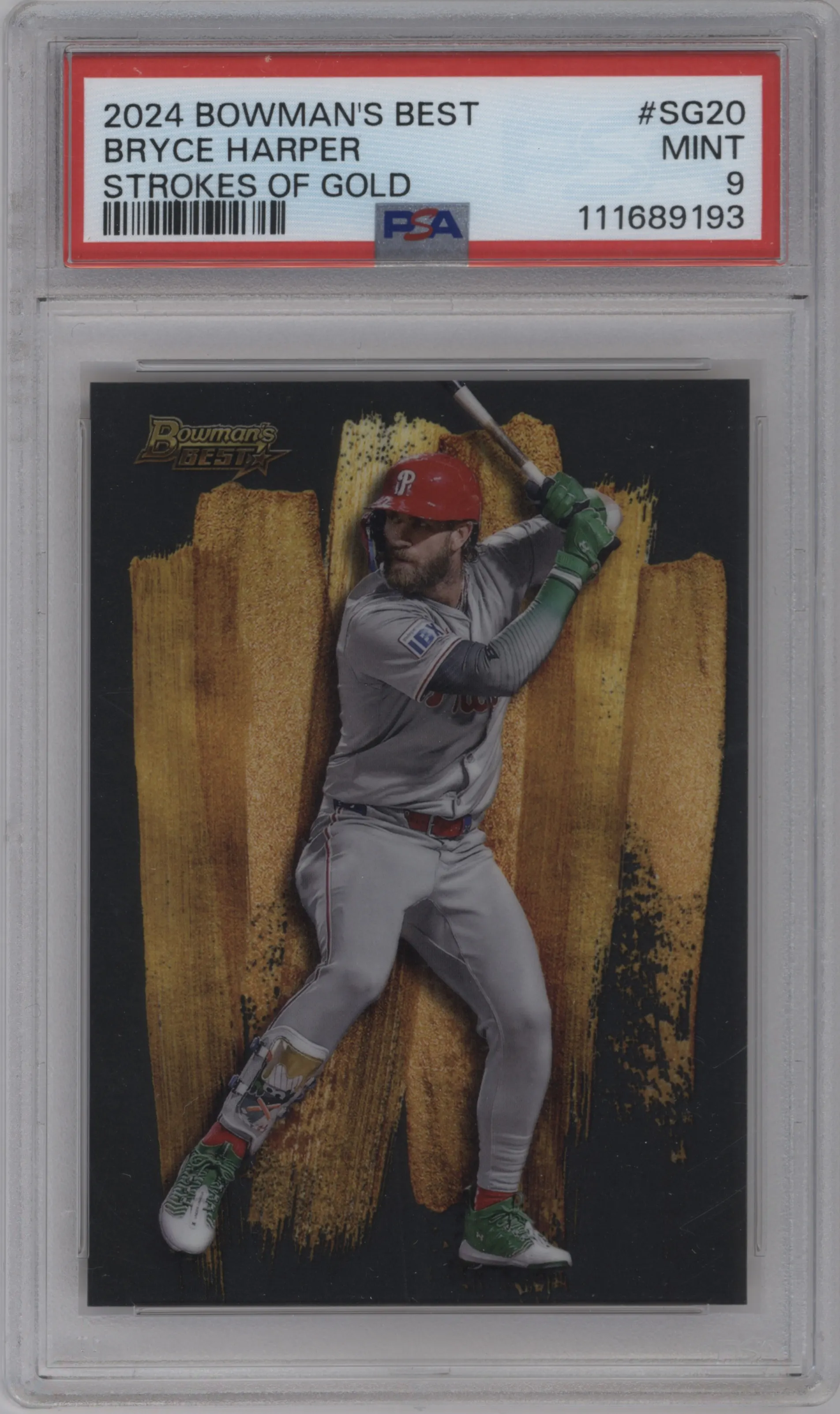 2024 Bowman's Best Strokes of Gold Bryce Harper #SG-20 PSA 9