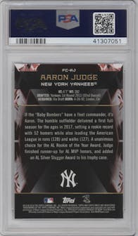 Aaron Judge from the 2018 Topps Finest set graded by PSA and given an overall grade of 10.