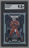 Josh Allen from the 2023 Panini Prizm set featuring a Silver Prizm parallel graded by SGC and given an overall grade of 9.5.