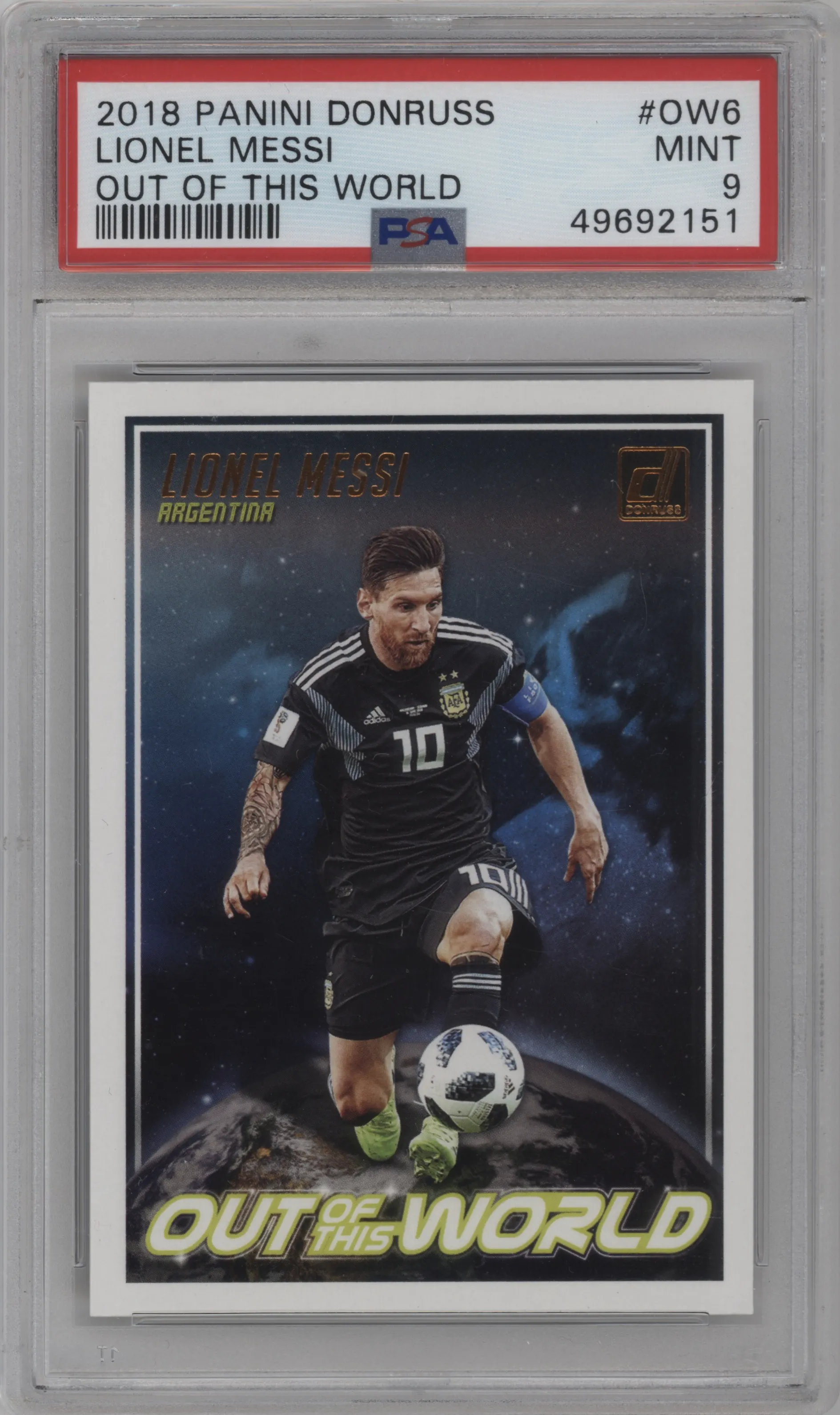2018 Panini Donruss Out of this World Lionel Messi PSA 9