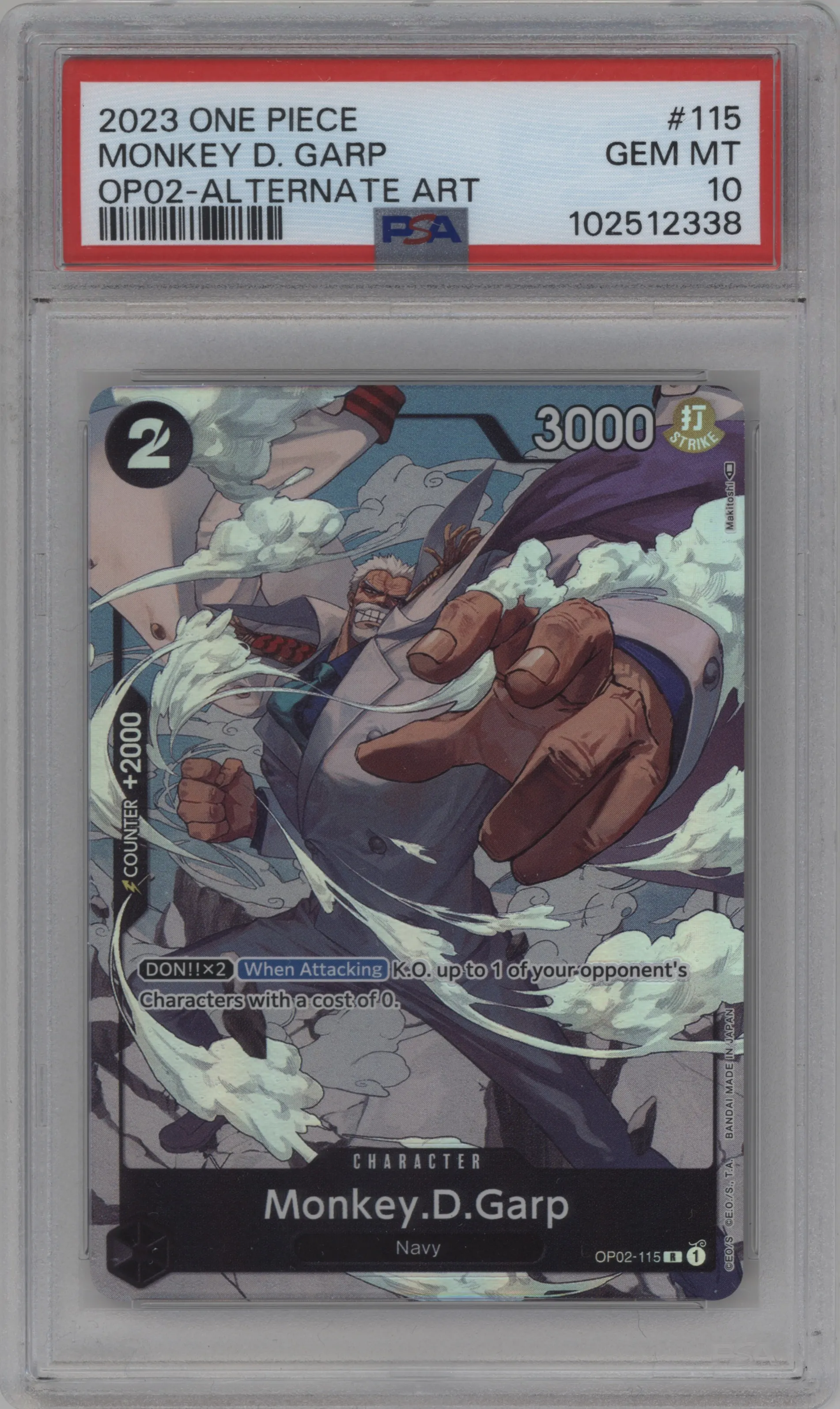 2023 One Piece Paramount War Monkey.D.Garp Alternate Art R #OP02-115 R PSA 10