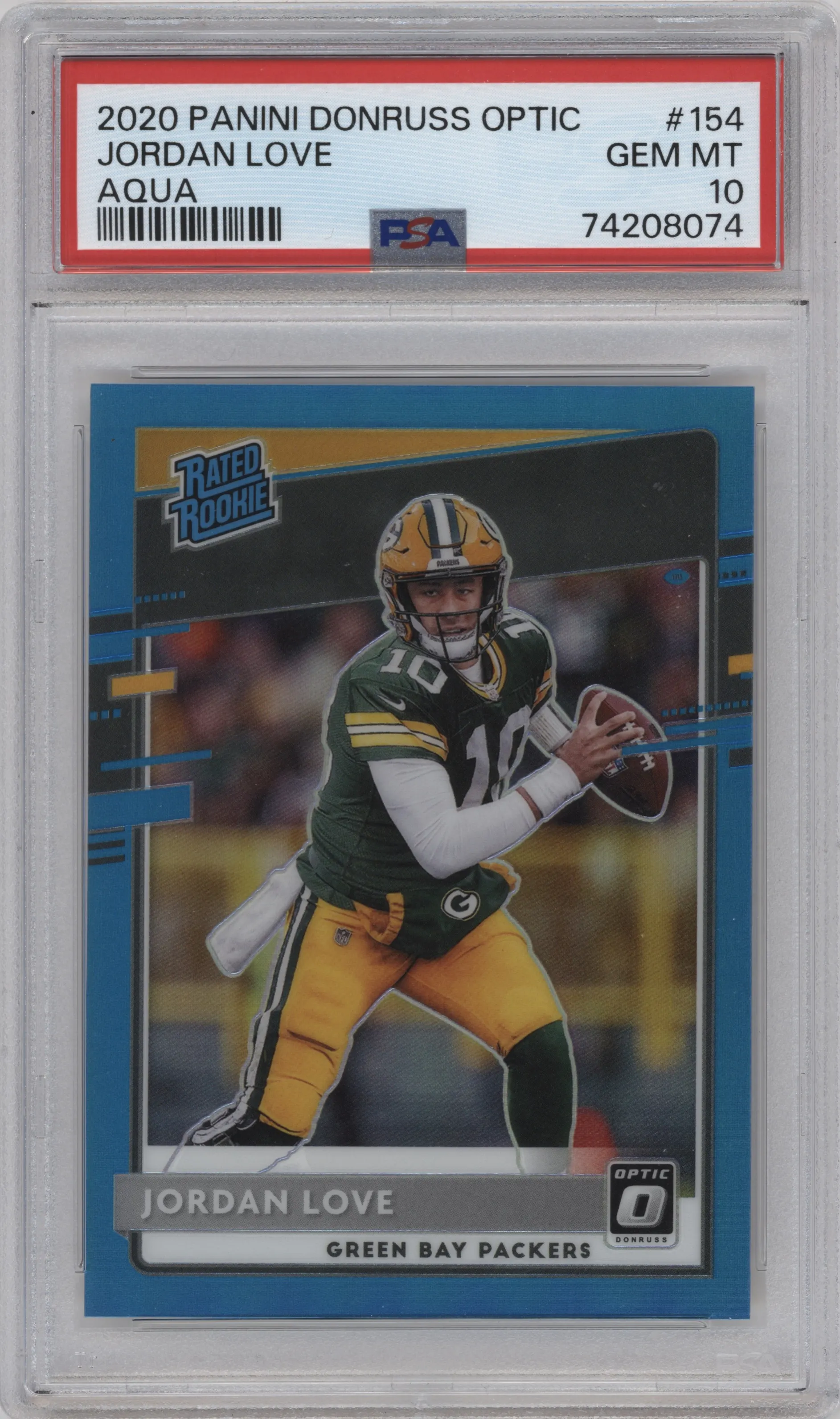 2020 Panini Donruss Optic Rated Rookie Jordan Love Aqua PSA 10