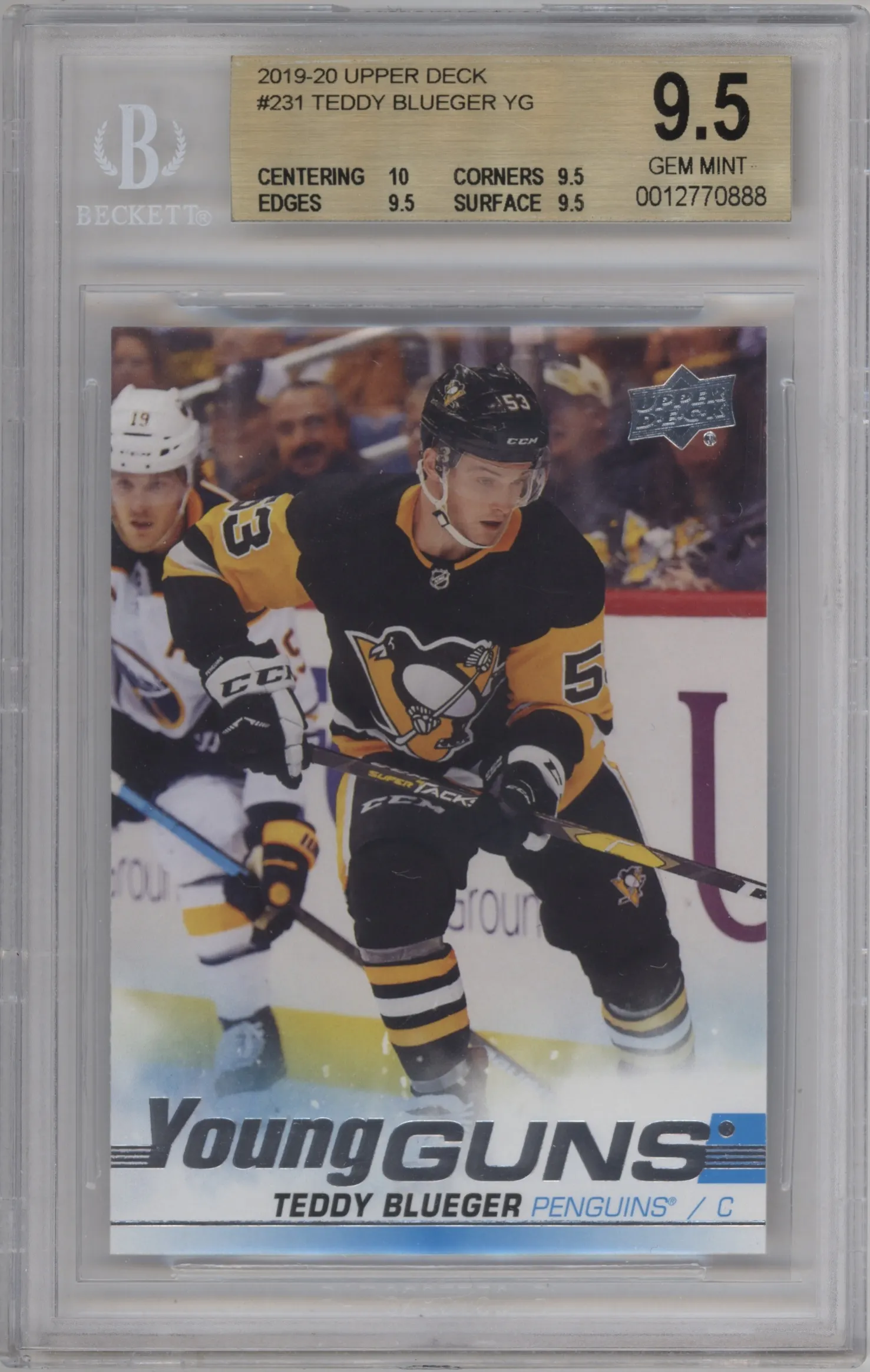 2019 Upper Deck Young Guns Teddy Blueger #231 BGS 9.5