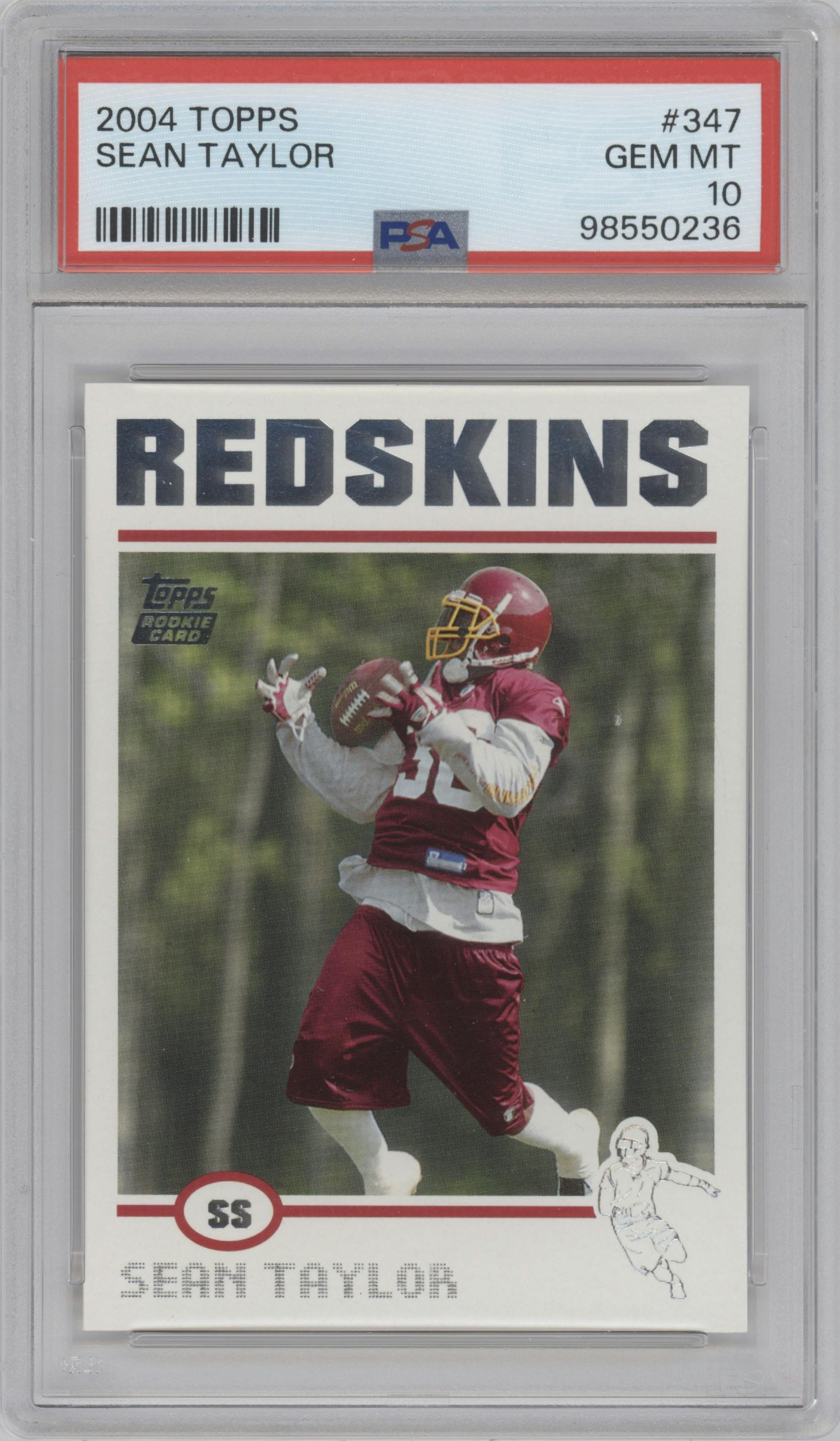 Sean Taylor from the 2004 Topps set graded by PSA and given an overall grade of 10.