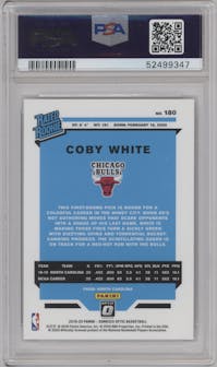 Coby White from the 2019-20 Panini Donruss Optic set graded by PSA and given an overall grade of 9.