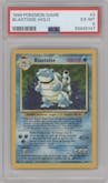 Blastoise from the 1999 Pokemon set graded by PSA and given an overall grade of 6.