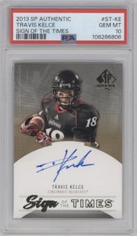 Travis Kelce from the 2013 SP Authentic set graded by PSA and given an overall grade of 10.