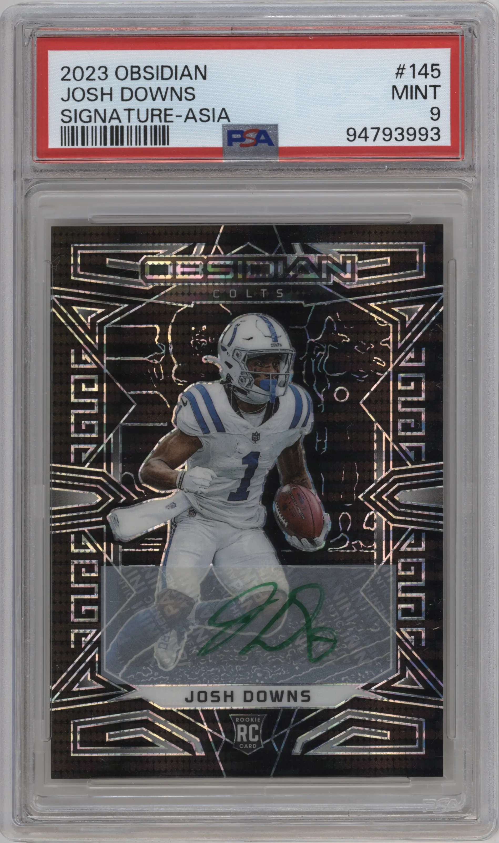 2023 Panini Obsidian Rke.Auto Josh Downs Asia #145 PSA 9