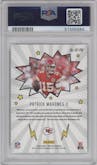 Patrick Mahomes II from the 2020 Panini Prestige set graded by PSA and given an overall grade of 10.