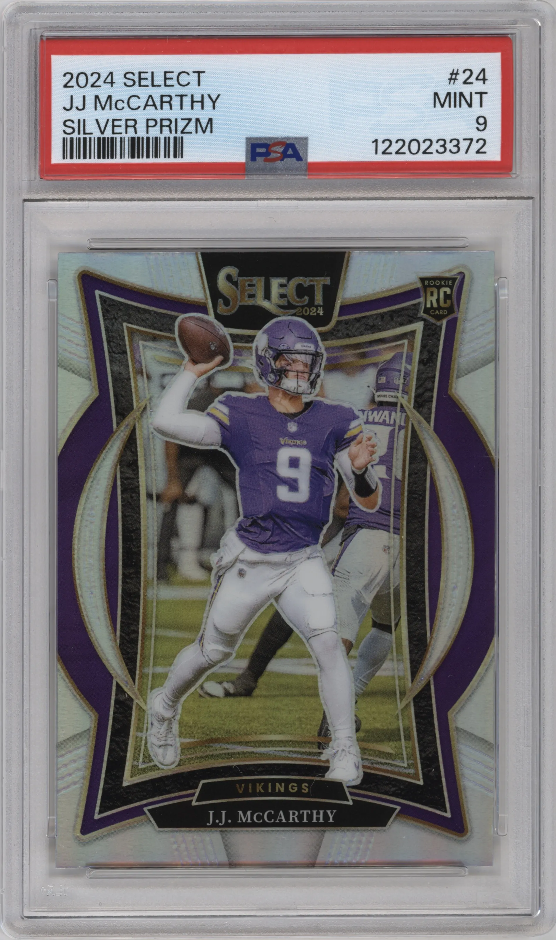 2024 Panini Select J.J. McCarthy Silver Prizm #24 PSA 9