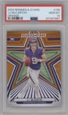 J.J. McCarthy from the 2024 Panini Rookies & Stars set featuring a Orange parallel graded by PSA and given an overall grade of 10.