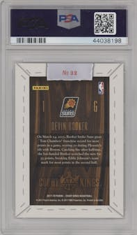 Devin Booker from the 2017-18 Panini Court Kings Basketball set graded by PSA and given an overall grade of 10.