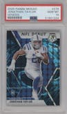 Jonathan Taylor from the 2020 Panini Mosaic set featuring a Genesis parallel graded by PSA and given an overall grade of 10.