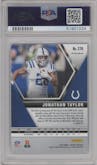 Jonathan Taylor from the 2020 Panini Mosaic set featuring a Genesis parallel graded by PSA and given an overall grade of 10.