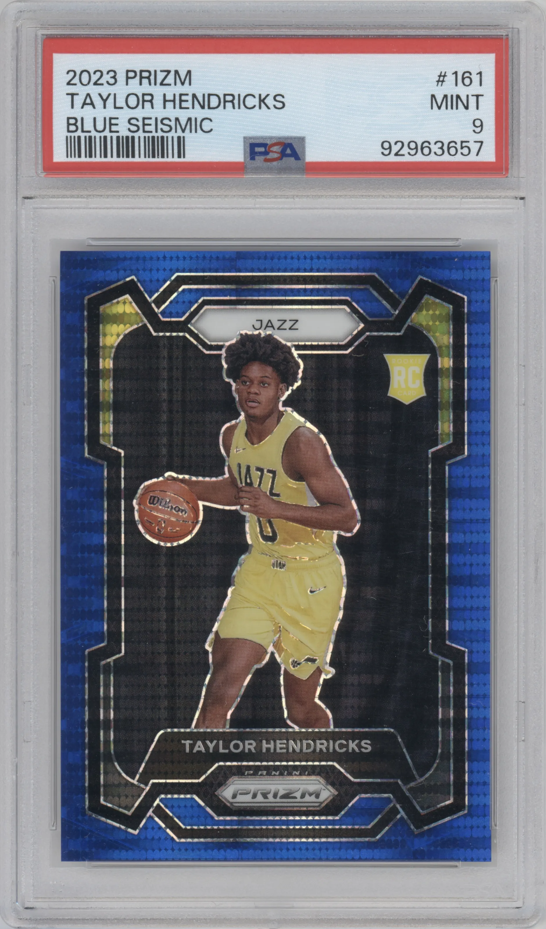 2023 Panini Prizm Taylor Hendricks Blue Seismic PSA 9