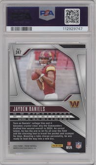 Jayden Daniels from the 2024 Panini Prizm set graded by PSA and given an overall grade of 10.