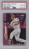 Mike Trout from the 2020 Topps Chrome set featuring a Pink Refractor parallel graded by PSA and given an overall grade of 10.